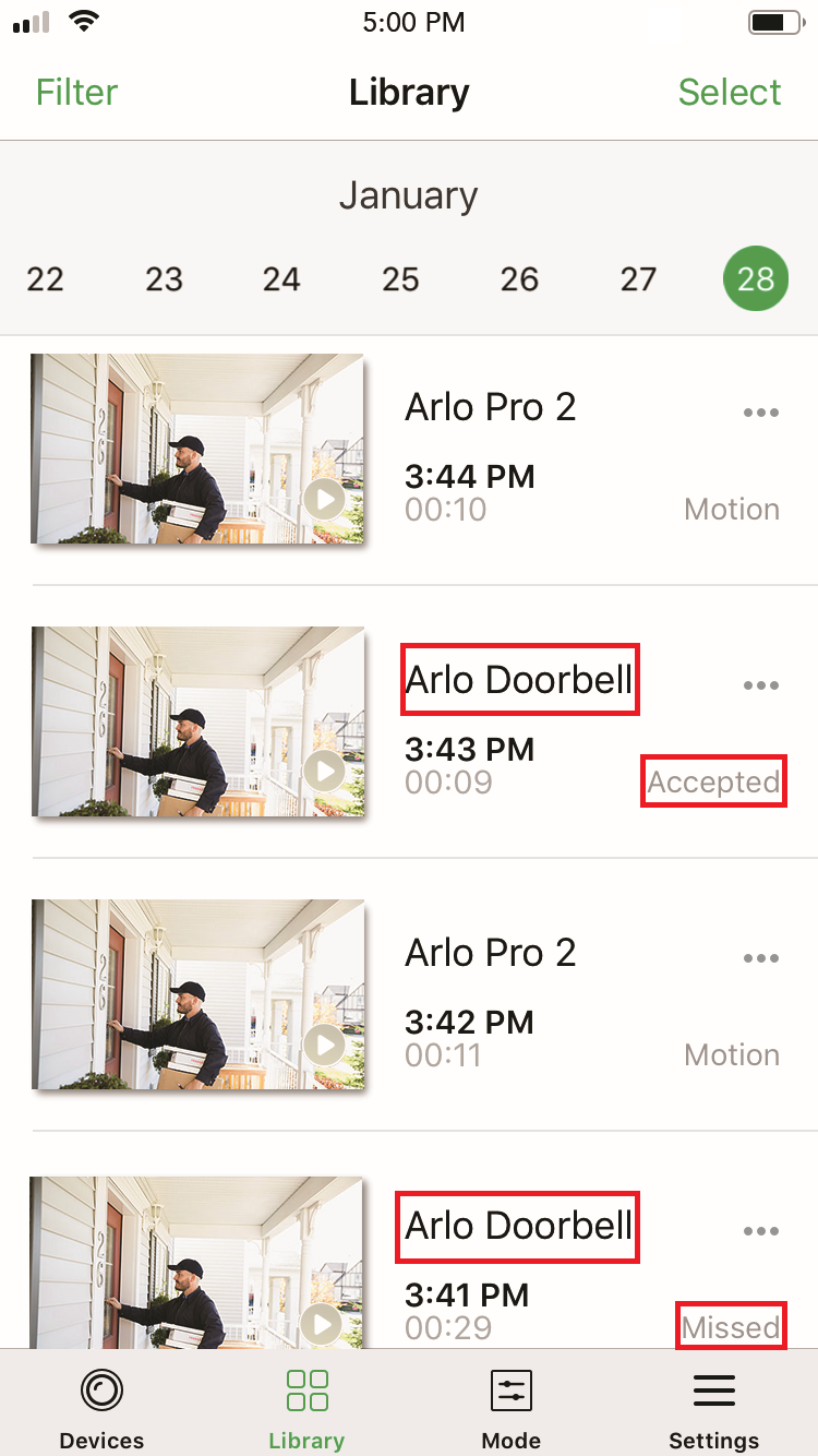 Arlo cheap doorbell app